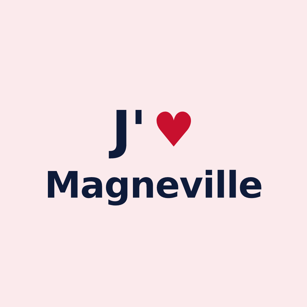 Magnet personnalisé Magneville — design « J'aime Magneville » imprimé sur le magnet