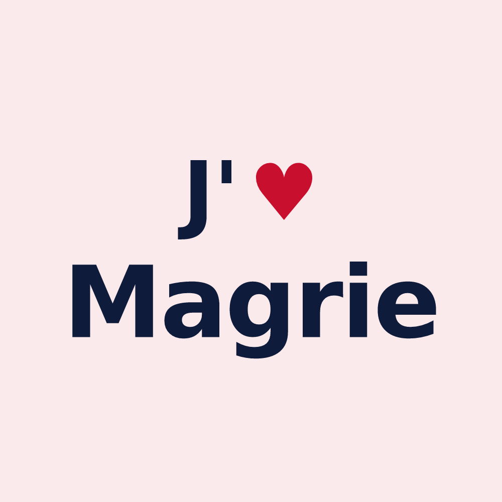 Magnet personnalisé Magrie — design J'aime Magrie