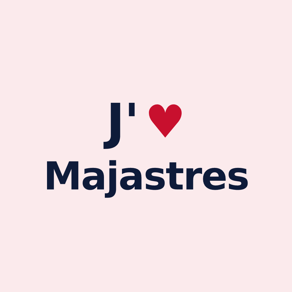 Magnet personnalisé Majastres — design J'aime Majastres