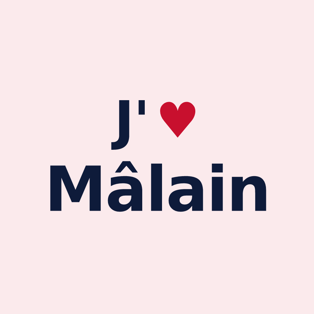 Magnet personnalisé Mâlain — design « J'aime Mâlain » imprimé sur le magnet