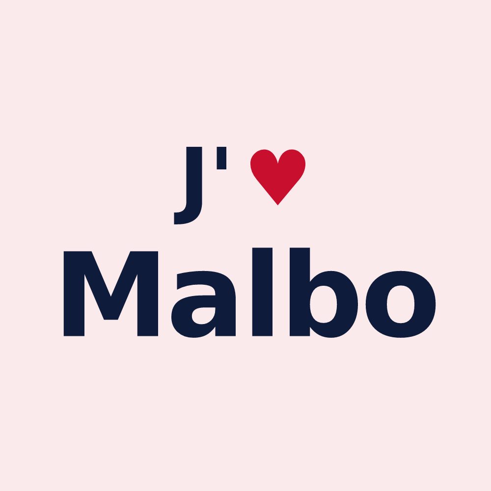 Magnet personnalisé Malbo — design J'aime Malbo