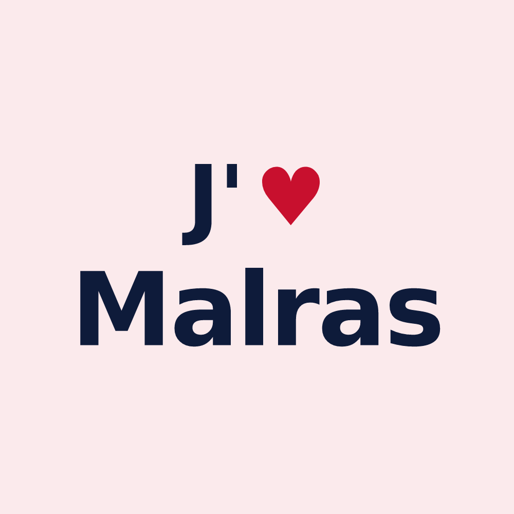 Magnet personnalisé Malras — design J'aime Malras