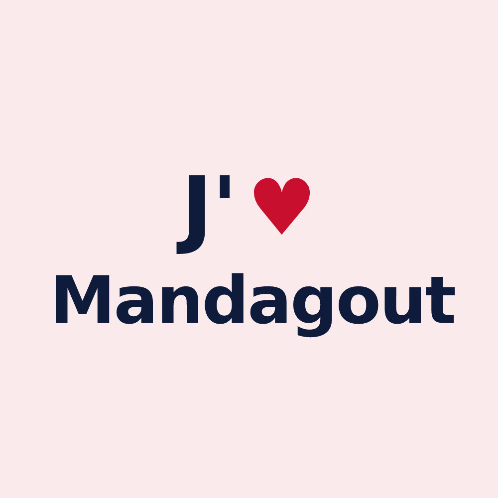Magnet personnalisé Mandagout — design « J'aime Mandagout » imprimé sur le magnet