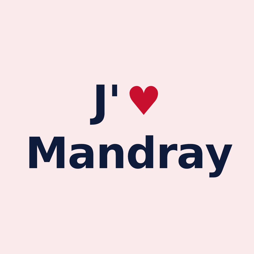 Magnet personnalisé Mandray — design « J'aime Mandray » imprimé sur le magnet