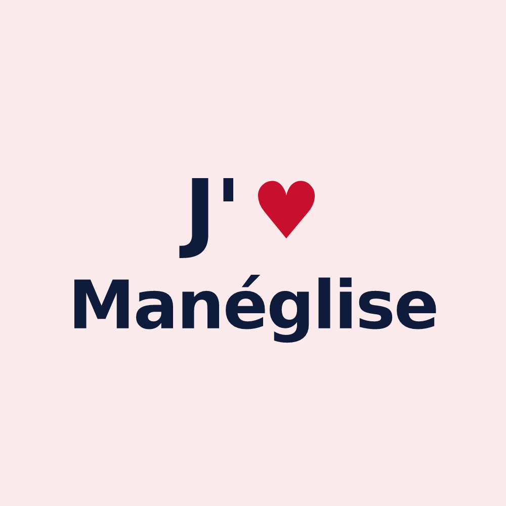Magnet personnalisé Manéglise — design « J'aime Manéglise » imprimé sur le magnet