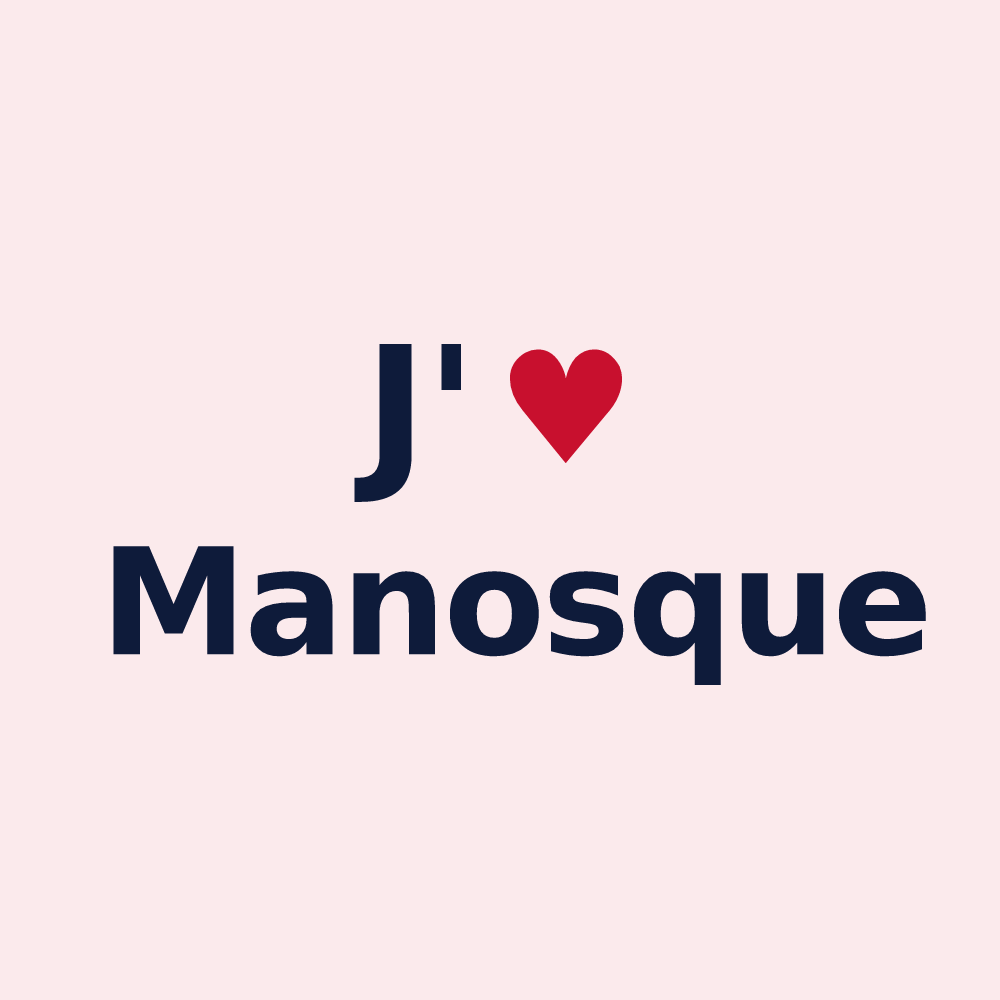 Magnet personnalisé Manosque — design « J'aime Manosque » imprimé sur le magnet