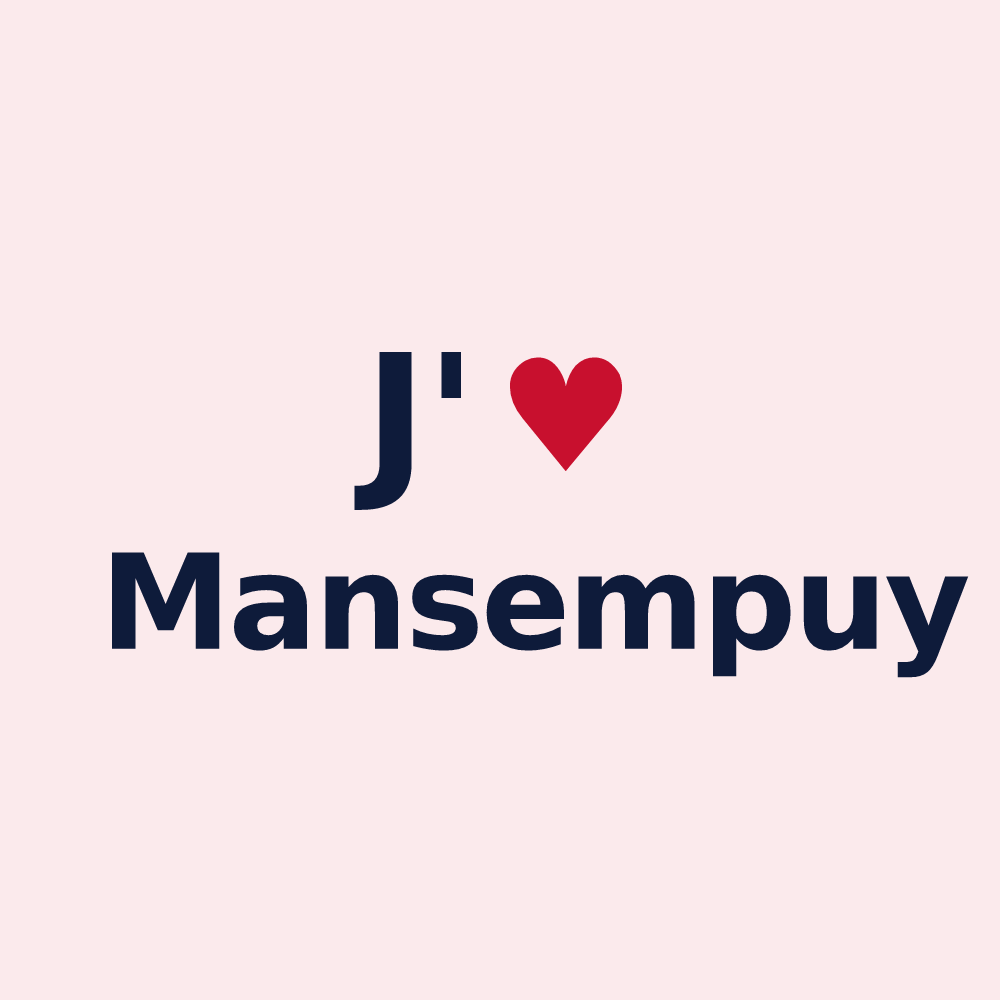 Magnet personnalisé Mansempuy — design J'aime Mansempuy