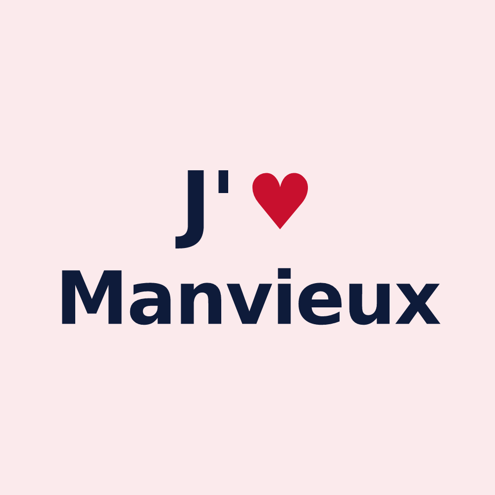 Magnet personnalisé Manvieux — design « J'aime Manvieux » imprimé sur le magnet