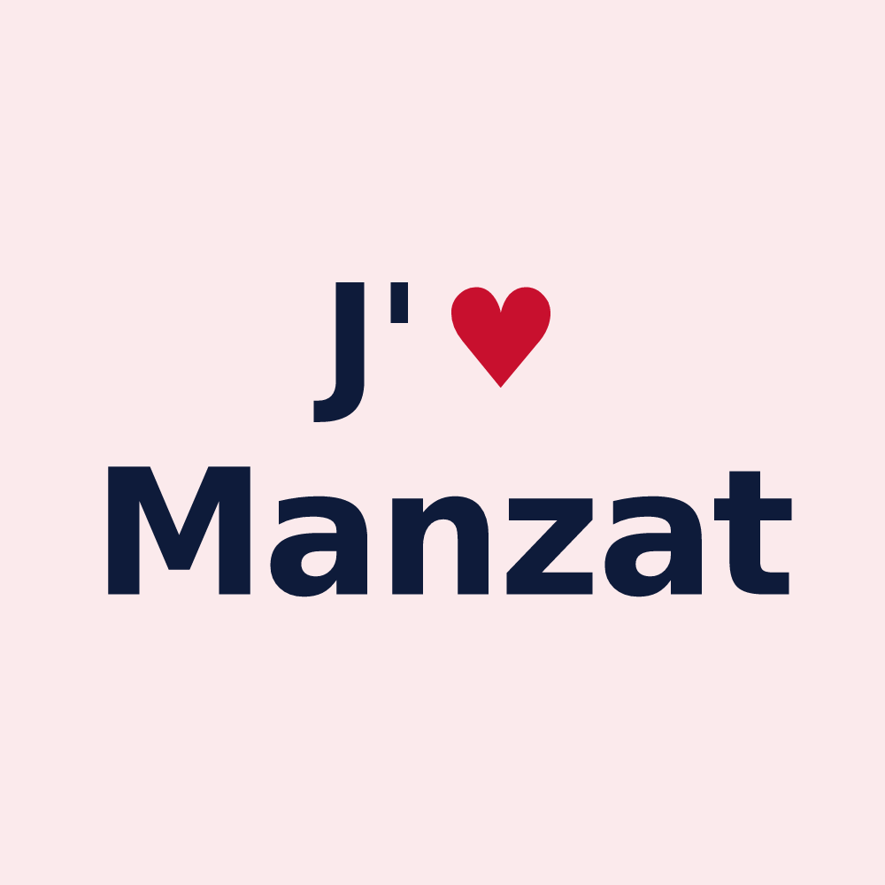 Magnet personnalisé Manzat — design « J'aime Manzat » imprimé sur le magnet