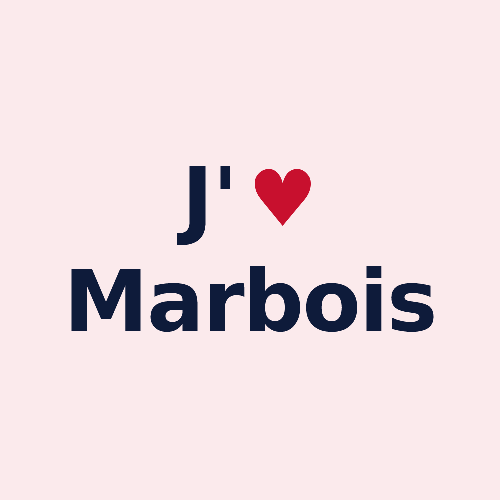 Magnet personnalisé Marbois — design « J'aime Marbois » imprimé sur le magnet