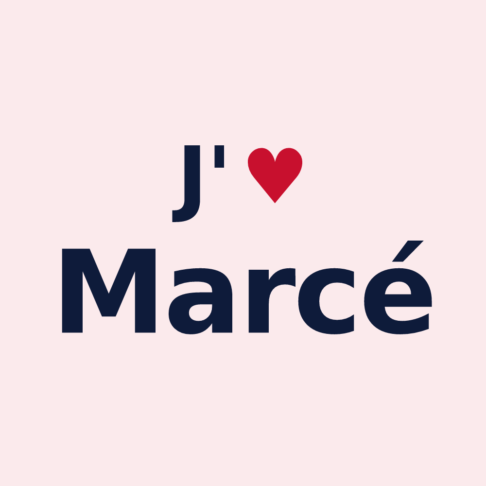 Magnet personnalisé Marcé — design « J'aime Marcé » imprimé sur le magnet