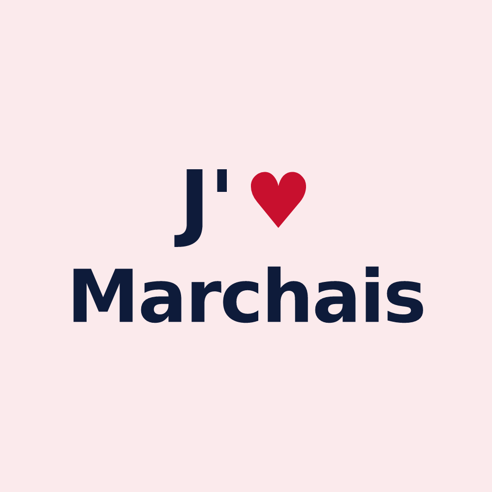 Magnet personnalisé Marchais — design « J'aime Marchais » imprimé sur le magnet