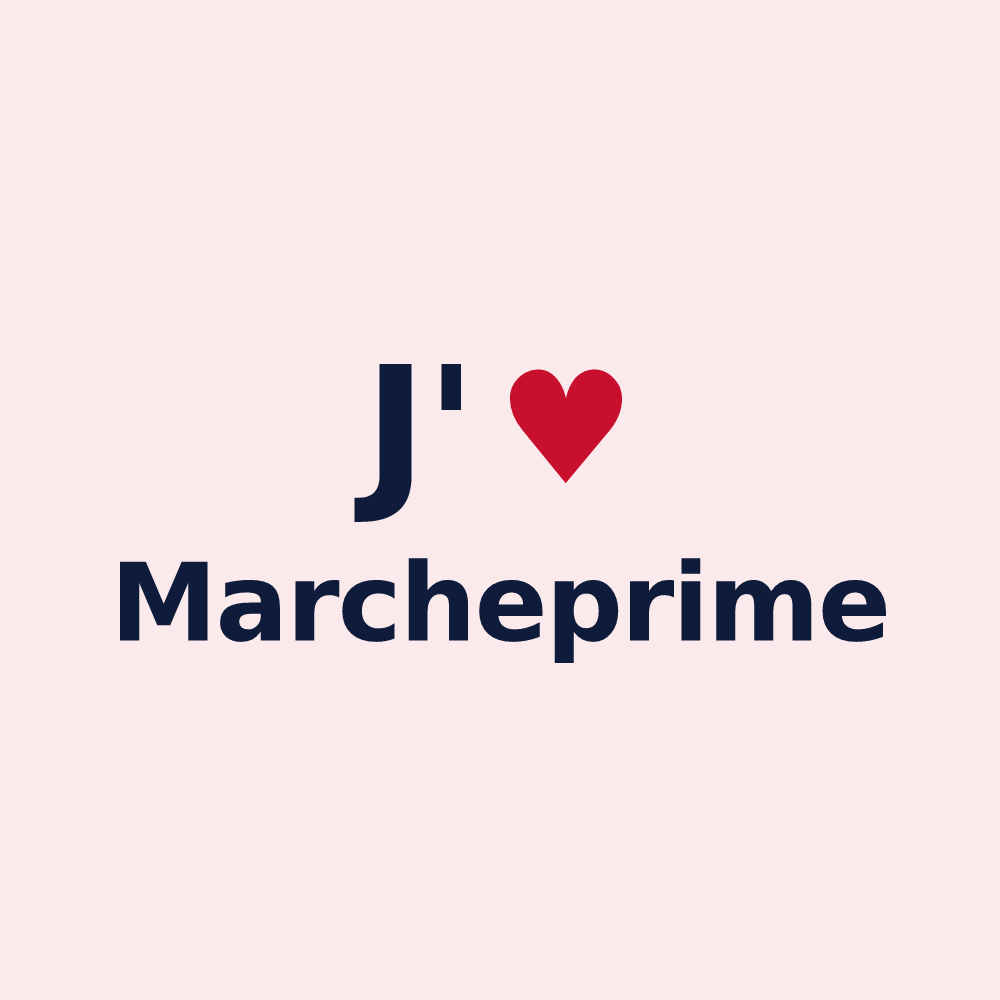 Magnet personnalisé Marcheprime — design « J'aime Marcheprime » imprimé sur le magnet