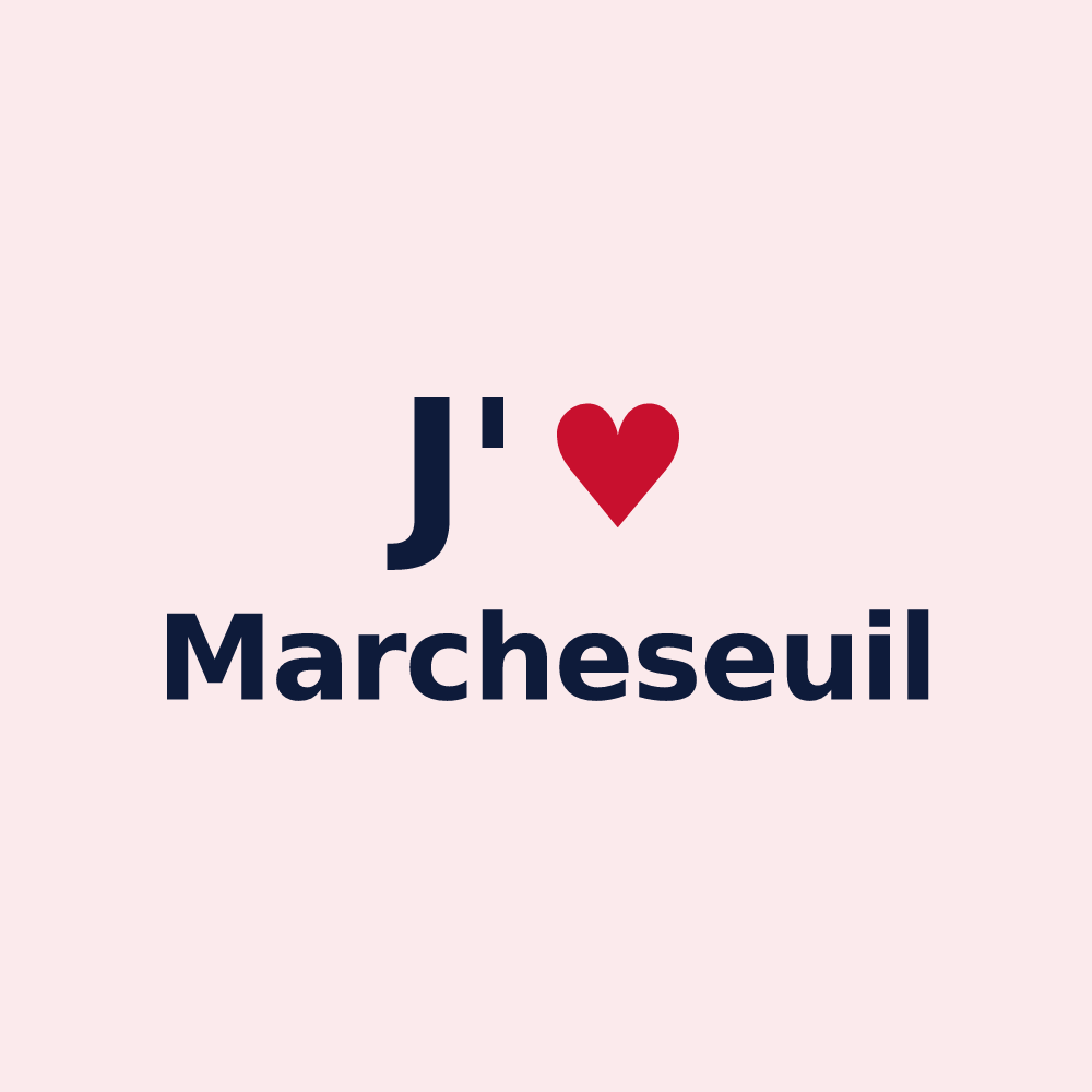 Magnet personnalisé Marcheseuil — design « J'aime Marcheseuil » imprimé sur le magnet