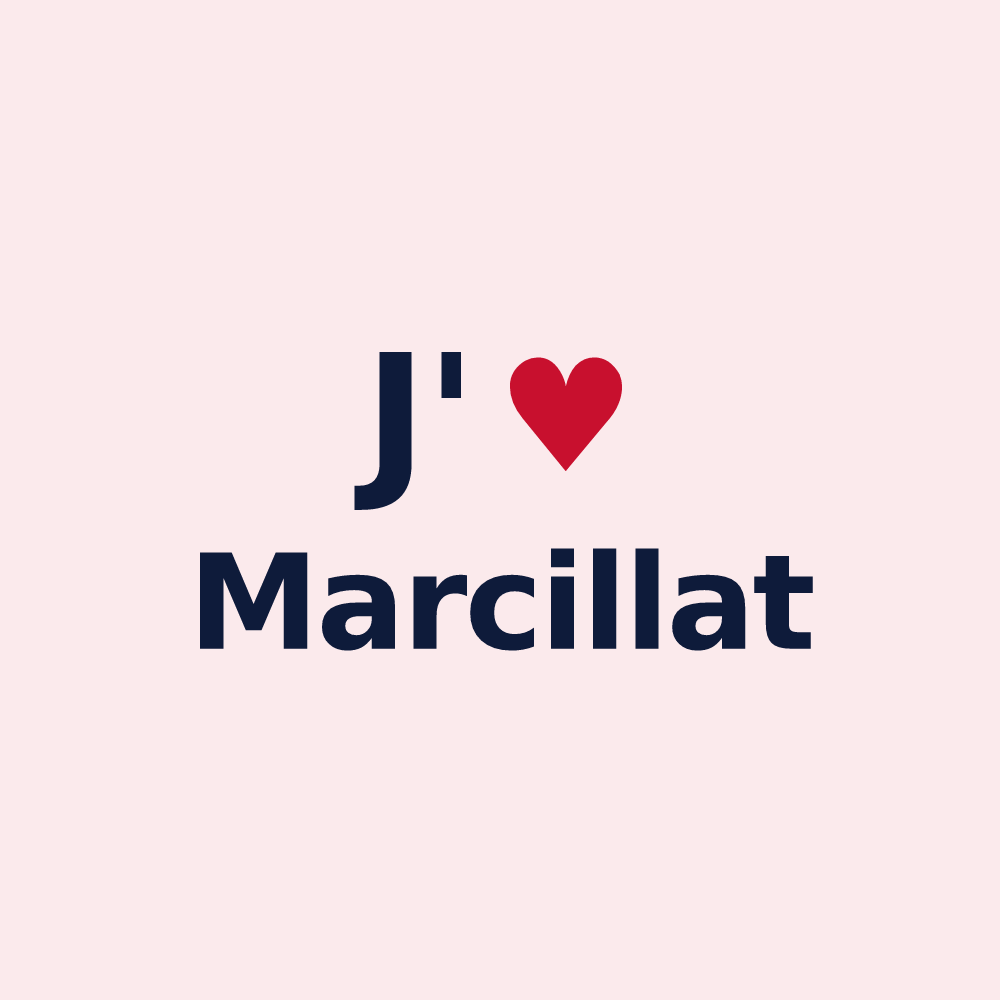 Magnet personnalisé Marcillat — design J'aime Marcillat