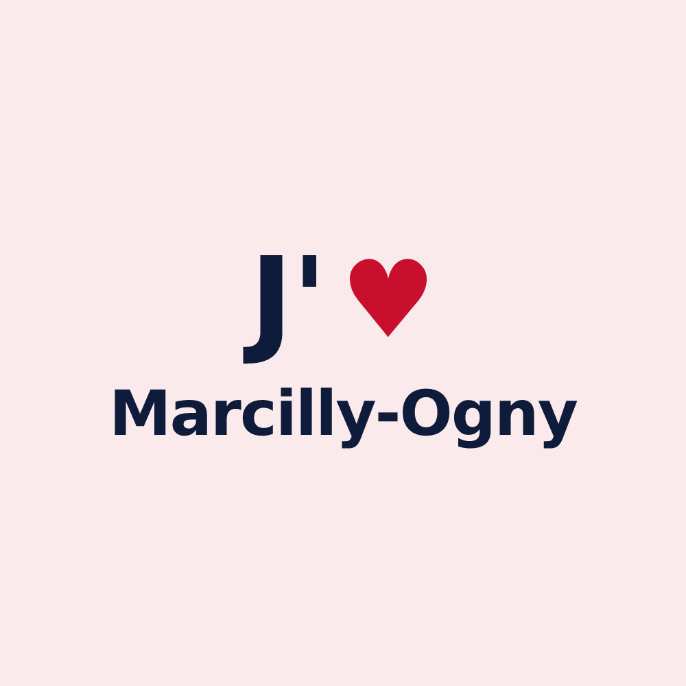 Magnet personnalisé Marcilly-Ogny — design « J'aime Marcilly-Ogny » imprimé sur le magnet