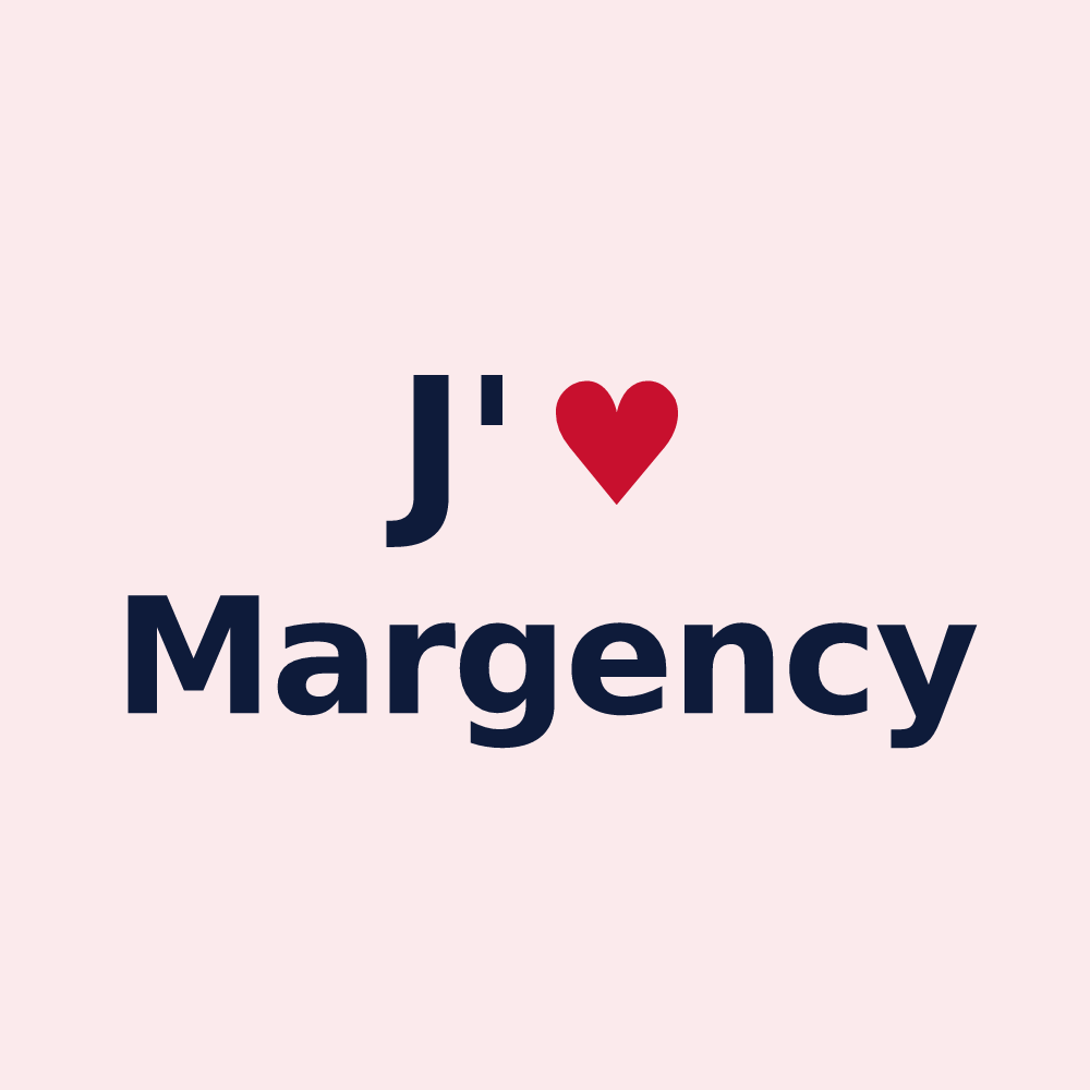 Magnet personnalisé Margency — design « J'aime Margency » imprimé sur le magnet