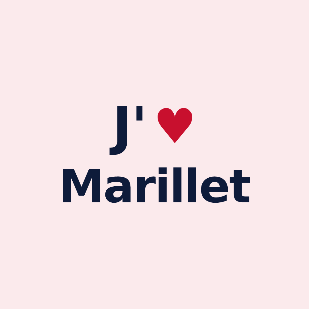 Magnet personnalisé Marillet — design « J'aime Marillet » imprimé sur le magnet