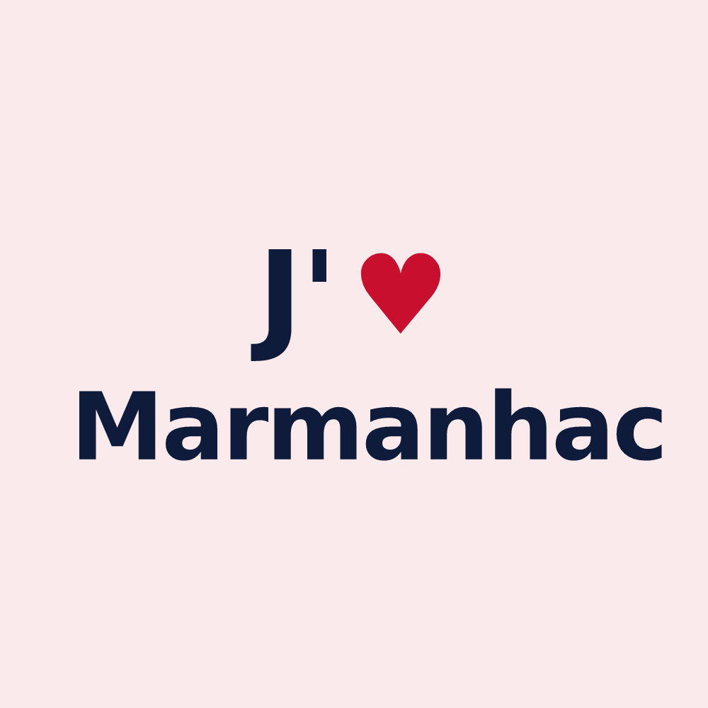 Magnet personnalisé Marmanhac — design J'aime Marmanhac