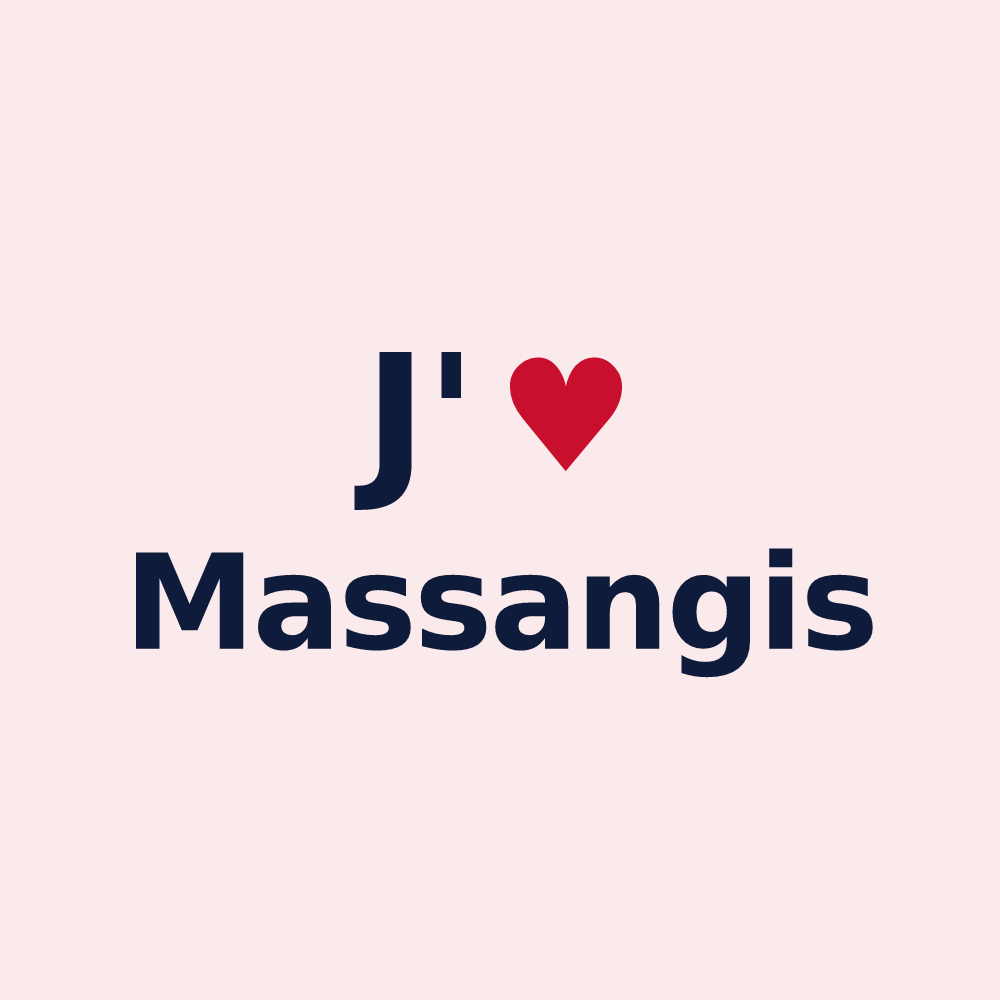 Magnet personnalisé Massangis — design J'aime Massangis