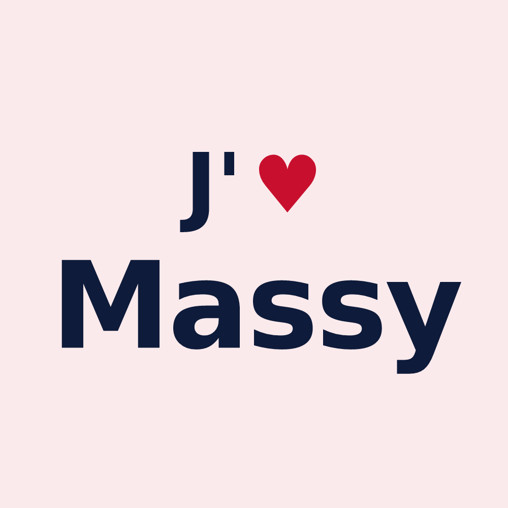 Magnet personnalisé Massy — design « J'aime Massy » imprimé sur le magnet
