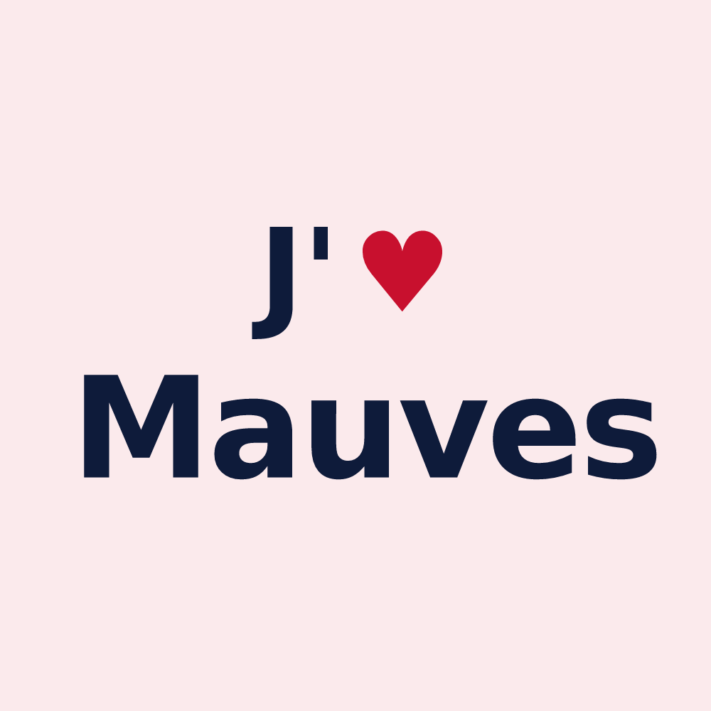 Magnet personnalisé Mauves — design « J'aime Mauves » imprimé sur le magnet