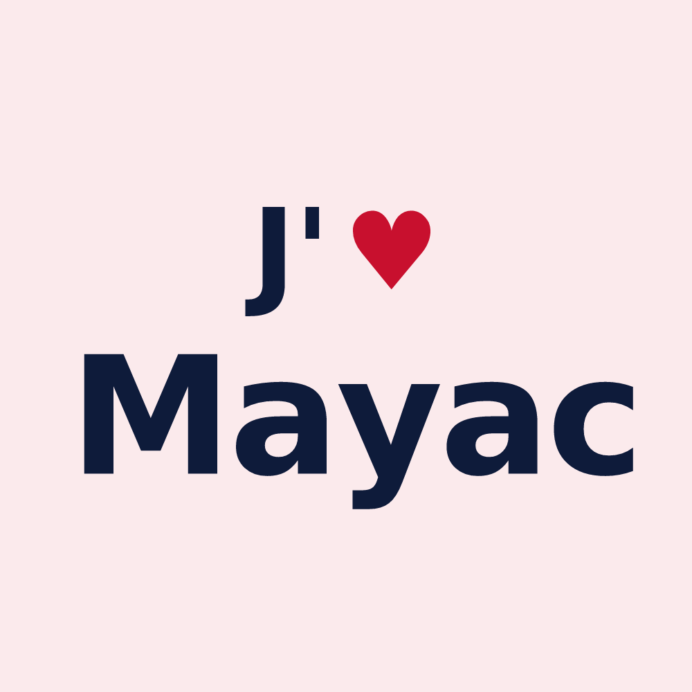 Magnet personnalisé Mayac — design « J'aime Mayac » imprimé sur le magnet