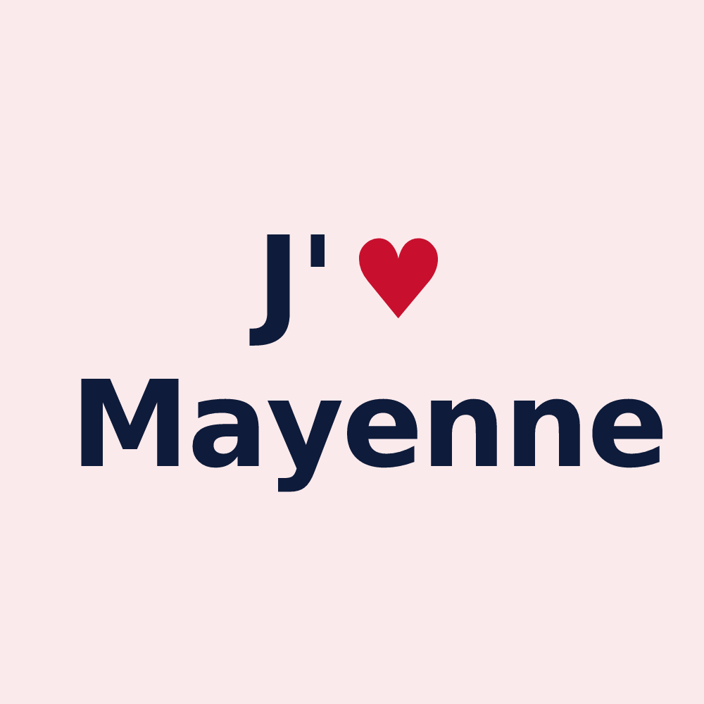 Magnet personnalisé Mayenne — design « J'aime Mayenne » imprimé sur le magnet