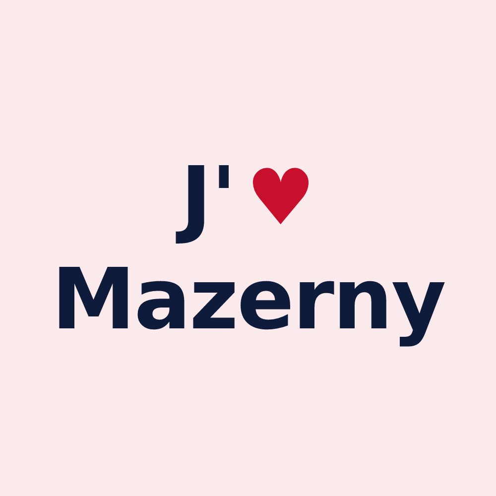 Magnet personnalisé Mazerny — design « J'aime Mazerny » imprimé sur le magnet
