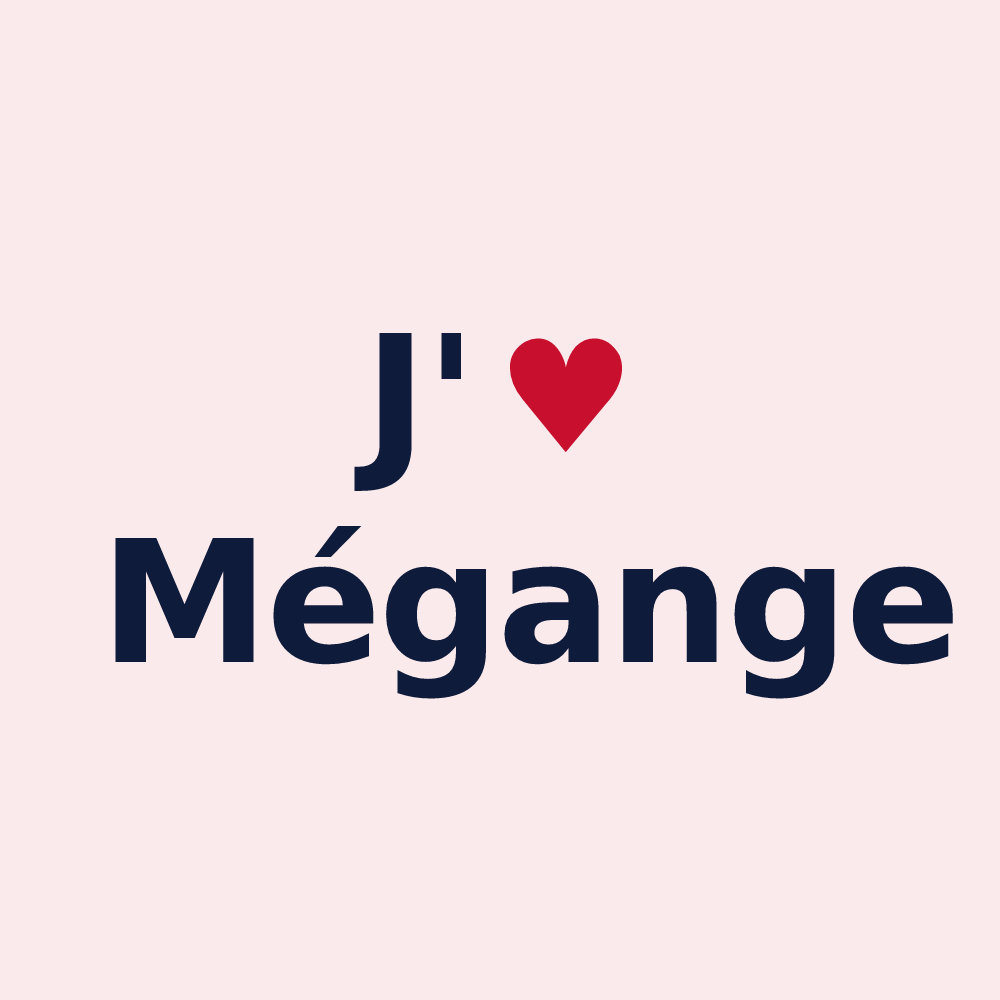 Magnet personnalisé Mégange — design J'aime Mégange