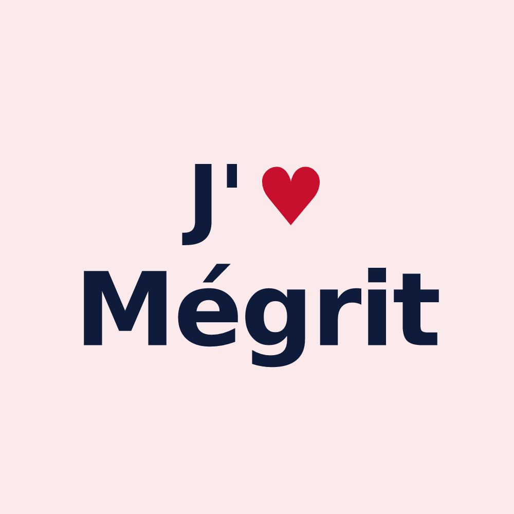 Magnet personnalisé Mégrit — design J'aime Mégrit