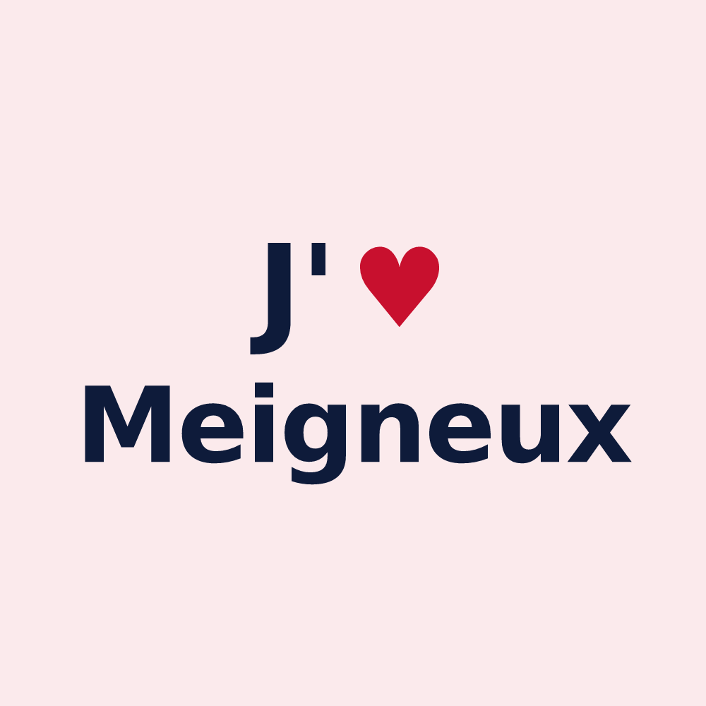 Magnet personnalisé Meigneux — design « J'aime Meigneux » imprimé sur le magnet