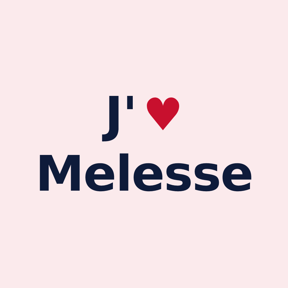 Magnet personnalisé Melesse — design « J'aime Melesse » imprimé sur le magnet