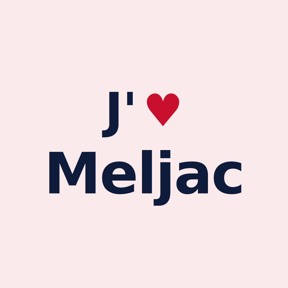 Magnet personnalisé Meljac — design « J'aime Meljac » imprimé sur le magnet