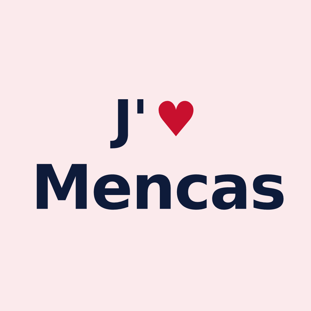 Magnet personnalisé Mencas — design « J'aime Mencas » imprimé sur le magnet