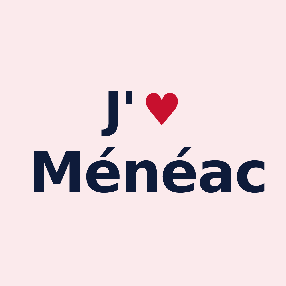 Magnet personnalisé Ménéac — design J'aime Ménéac