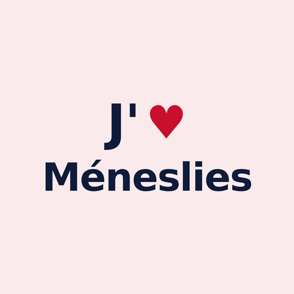 Magnet personnalisé Méneslies — design J'aime Méneslies