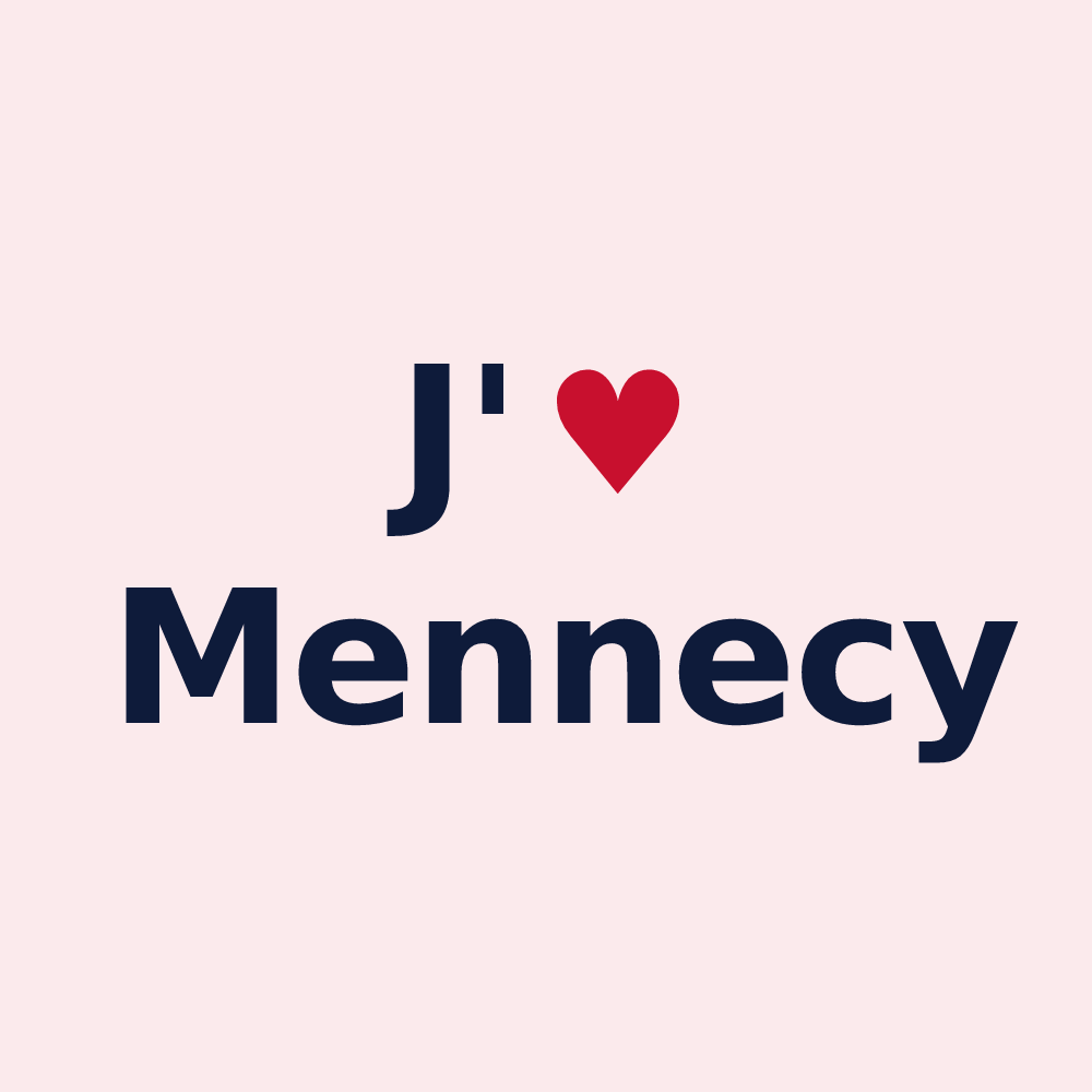 Magnet personnalisé Mennecy — design « J'aime Mennecy » imprimé sur le magnet