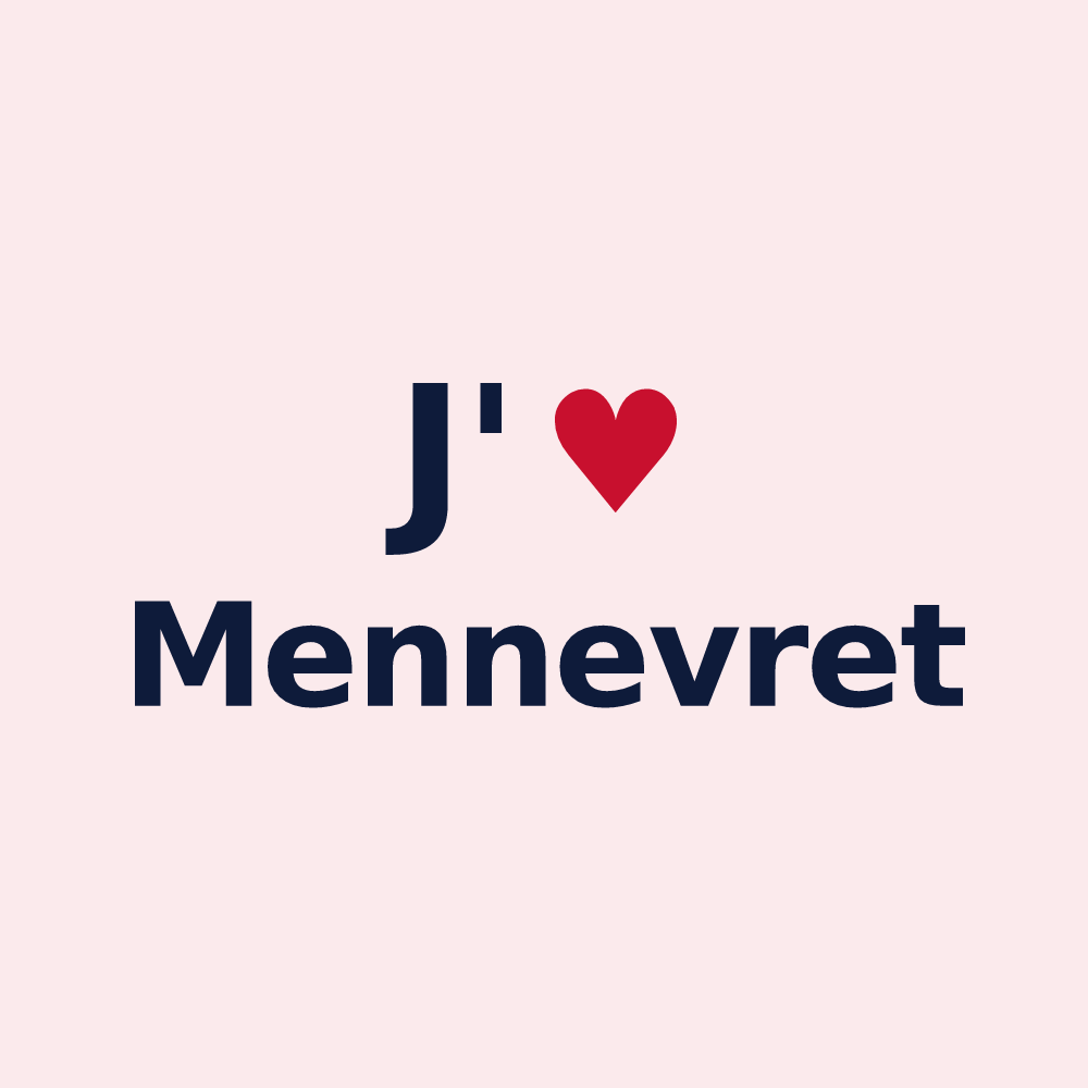 Magnet personnalisé Mennevret — design « J'aime Mennevret » imprimé sur le magnet
