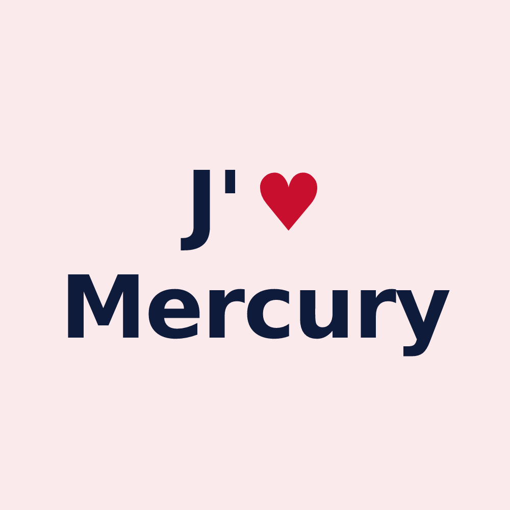 Magnet personnalisé Mercury — design « J'aime Mercury » imprimé sur le magnet