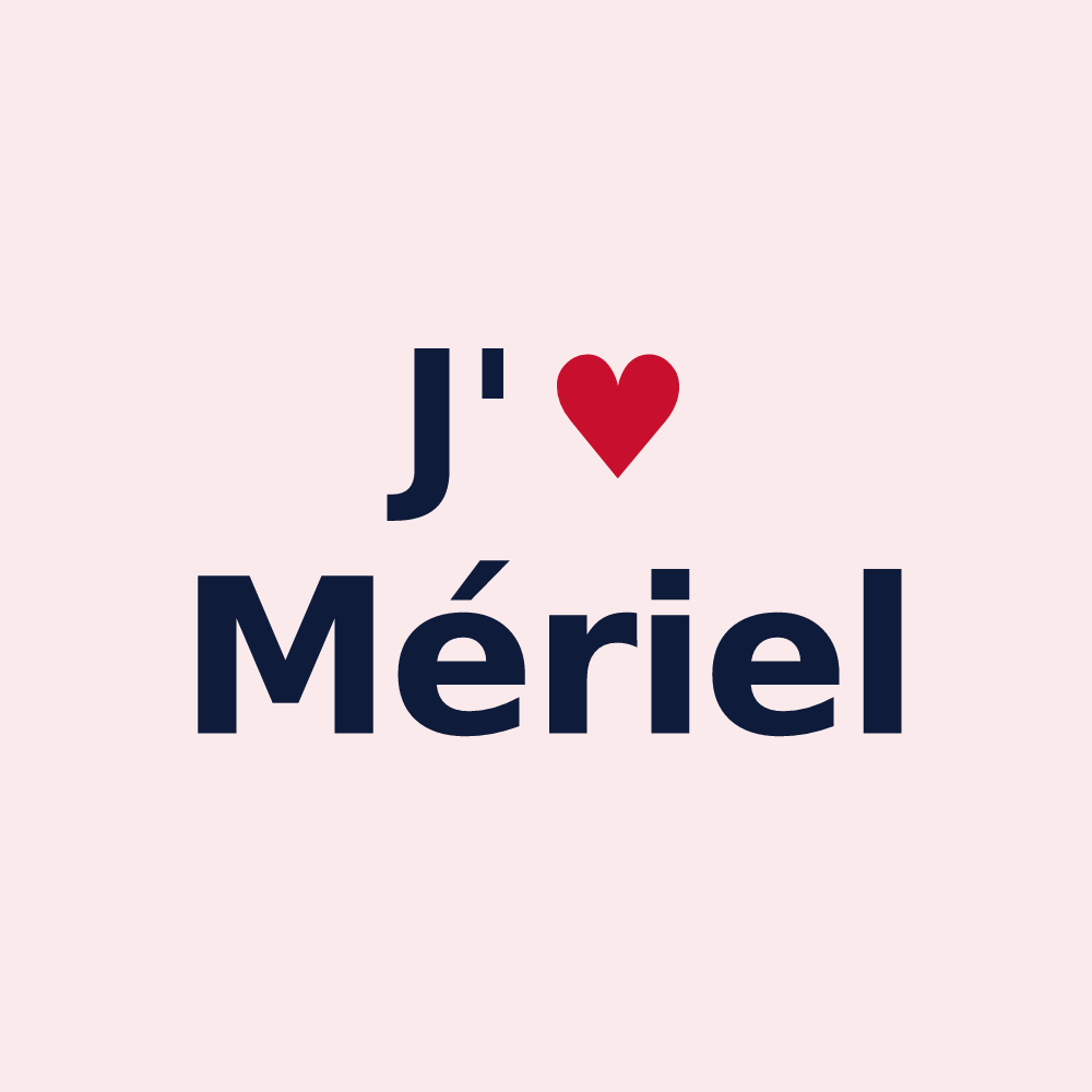 Magnet personnalisé Mériel — design « J'aime Mériel » imprimé sur le magnet