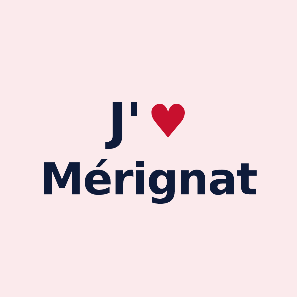 Magnet personnalisé Mérignat — design J'aime Mérignat