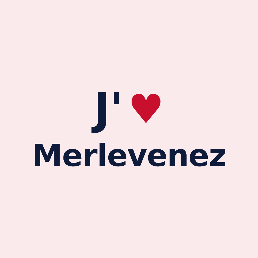 Magnet personnalisé Merlevenez — design « J'aime Merlevenez » imprimé sur le magnet