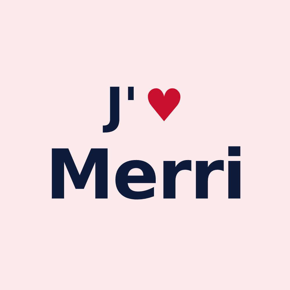 Magnet personnalisé Merri — design « J'aime Merri » imprimé sur le magnet
