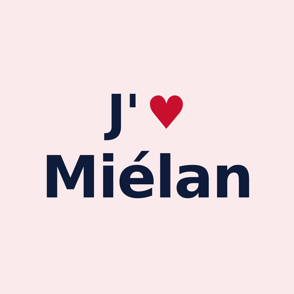 Magnet personnalisé Miélan — design « J'aime Miélan » imprimé sur le magnet