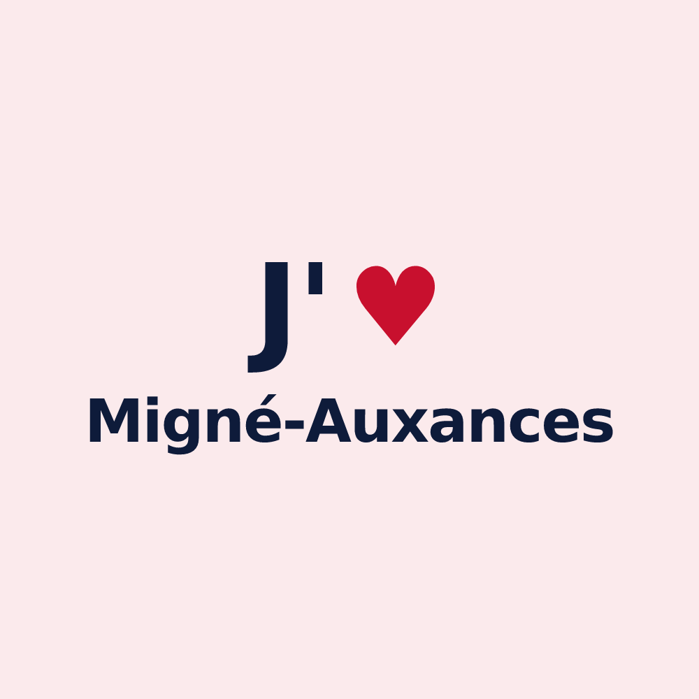 Magnet personnalisé Migné-Auxances — design « J'aime Migné-Auxances » imprimé sur le magnet