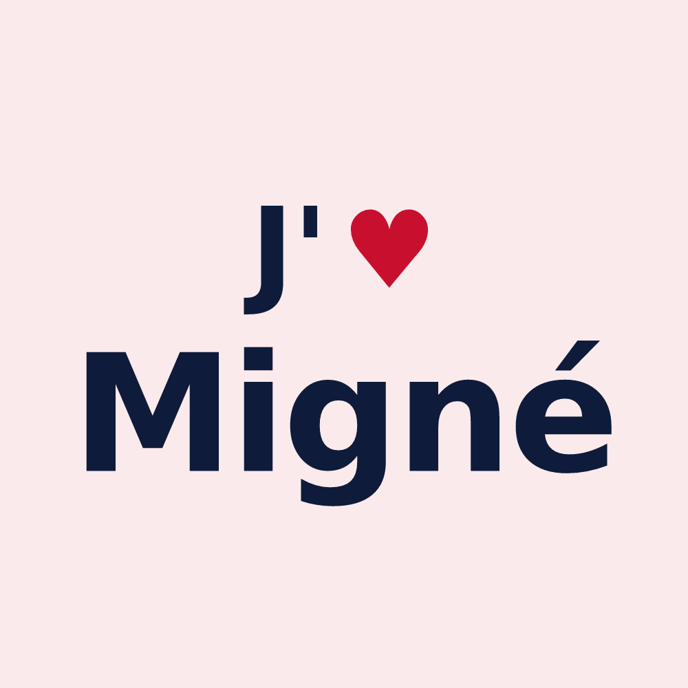 Magnet personnalisé Migné — design J'aime Migné