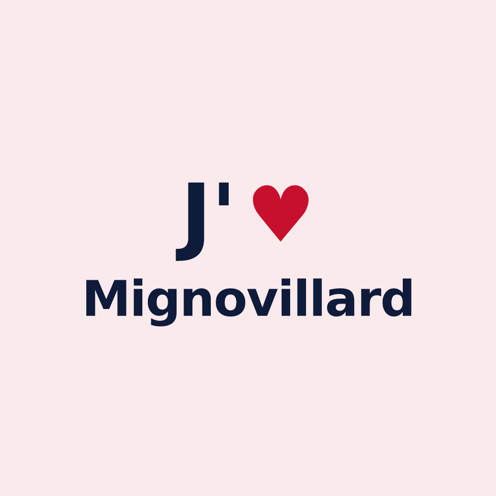 Magnet personnalisé Mignovillard — design J'aime Mignovillard