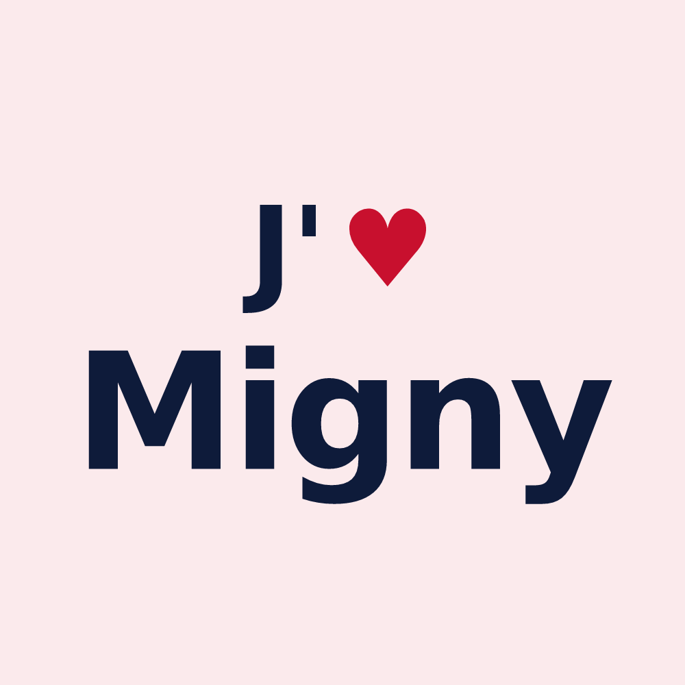 Magnet personnalisé Migny — design J'aime Migny
