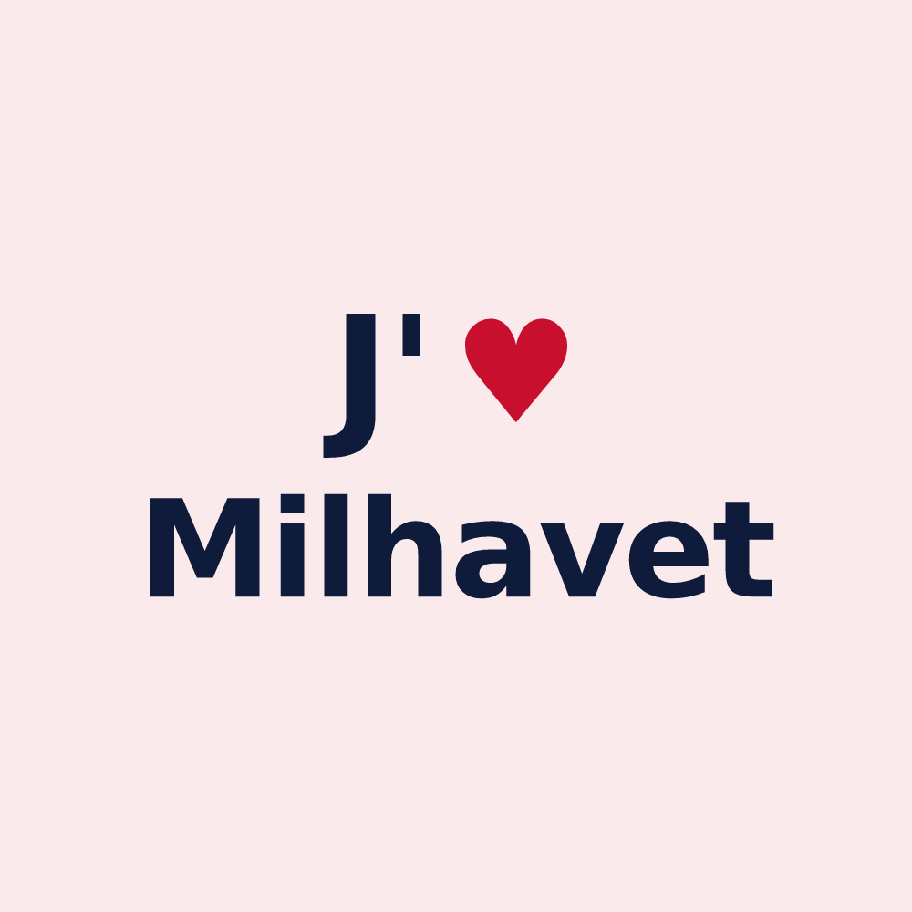 Magnet personnalisé Milhavet — design J'aime Milhavet